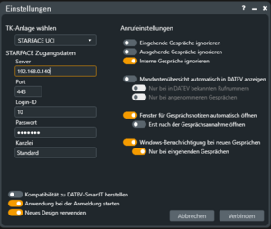 Einstellung Client Starface